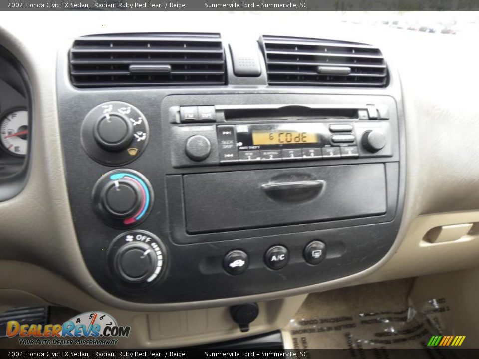 2002 Honda Civic EX Sedan Radiant Ruby Red Pearl / Beige Photo #21