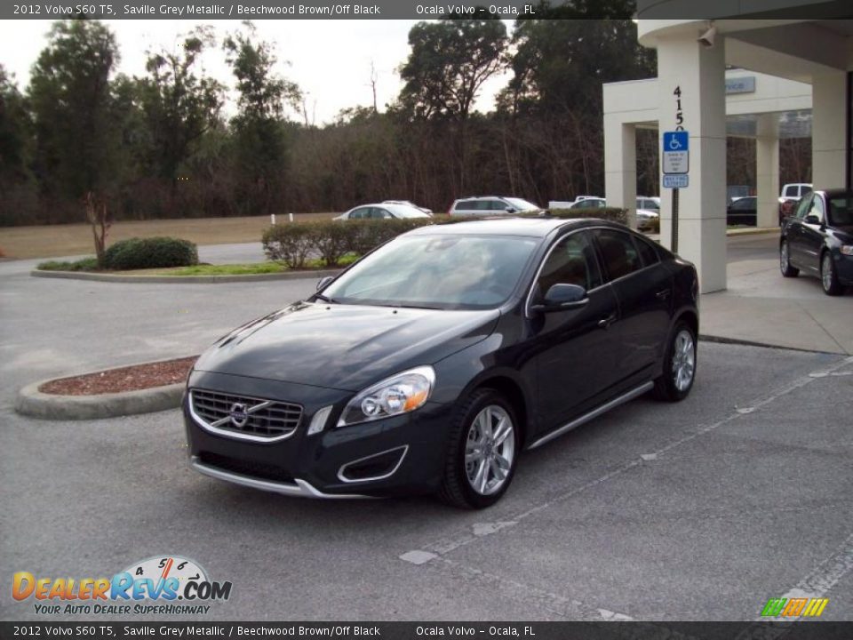 2012 Volvo S60 T5 Saville Grey Metallic / Beechwood Brown/Off Black Photo #3