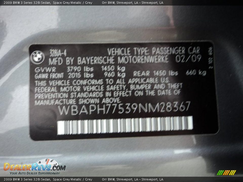 2009 BMW 3 Series 328i Sedan Space Grey Metallic / Grey Photo #18