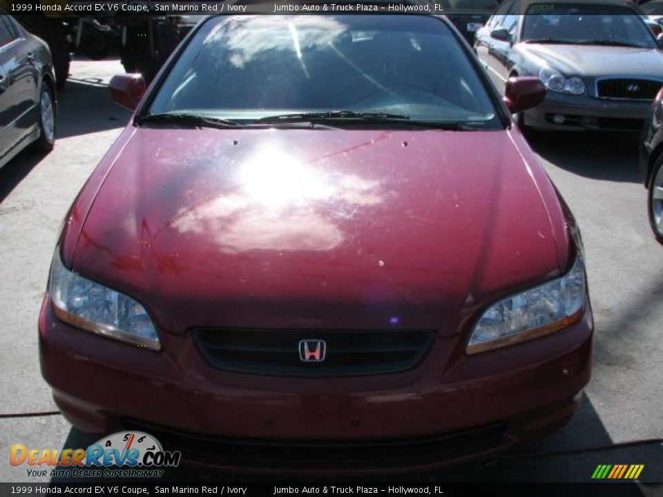 1999 Honda Accord EX V6 Coupe San Marino Red / Ivory Photo #3