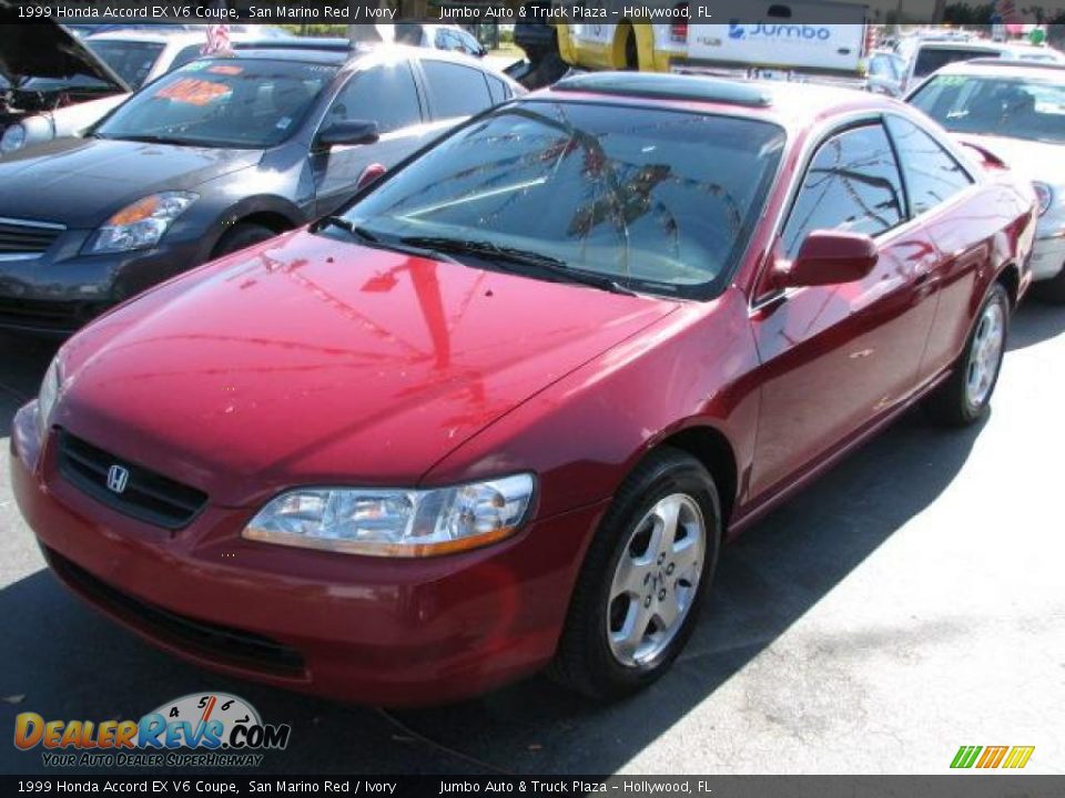 1999 Honda Accord EX V6 Coupe San Marino Red / Ivory Photo #5