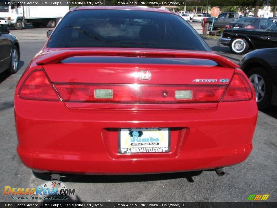 1999 Honda Accord EX V6 Coupe San Marino Red / Ivory Photo #8