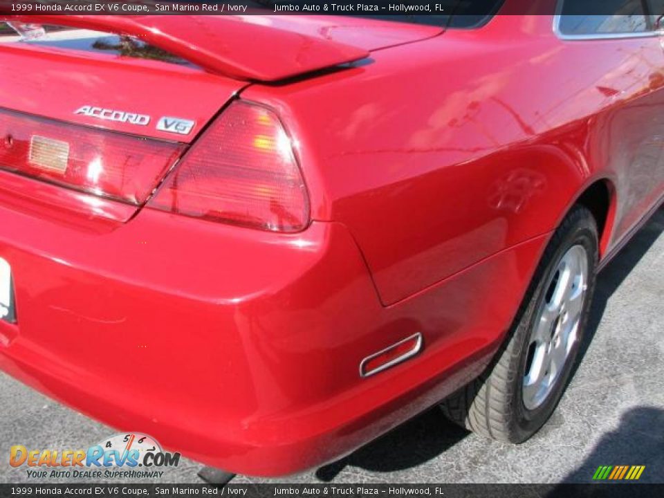 1999 Honda Accord EX V6 Coupe San Marino Red / Ivory Photo #9