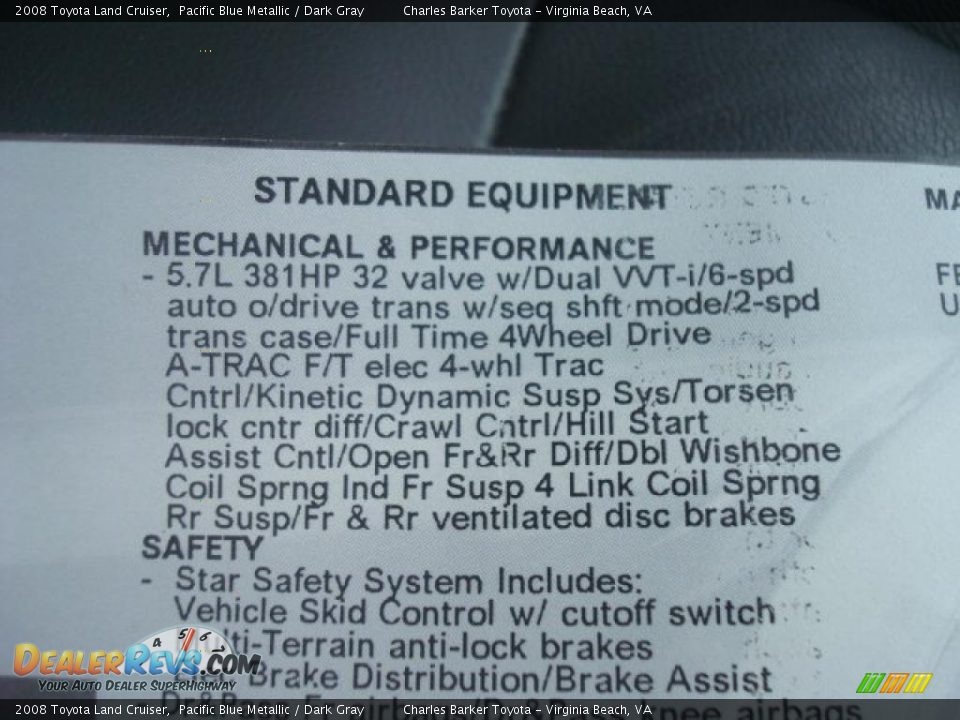 2008 Toyota Land Cruiser Pacific Blue Metallic / Dark Gray Photo #30