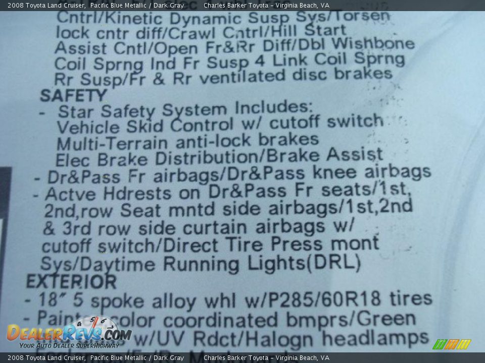 2008 Toyota Land Cruiser Pacific Blue Metallic / Dark Gray Photo #31