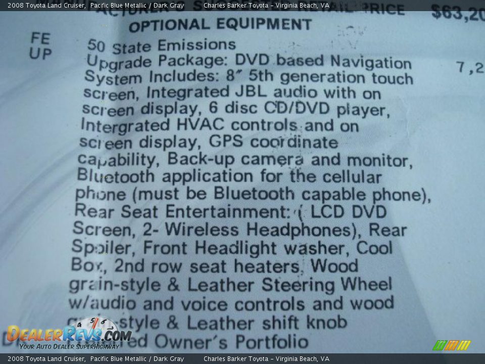 2008 Toyota Land Cruiser Pacific Blue Metallic / Dark Gray Photo #33