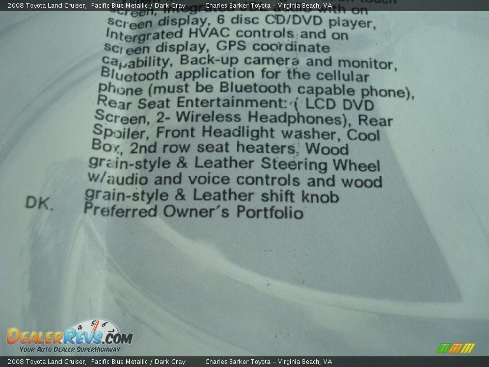 2008 Toyota Land Cruiser Pacific Blue Metallic / Dark Gray Photo #35