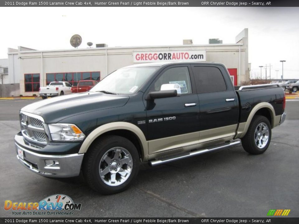 2011 Dodge Ram 1500 Laramie Crew Cab 4x4 Hunter Green Pearl / Light Pebble Beige/Bark Brown Photo #1