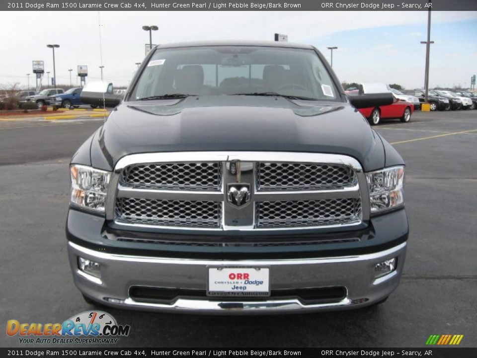 2011 Dodge Ram 1500 Laramie Crew Cab 4x4 Hunter Green Pearl / Light Pebble Beige/Bark Brown Photo #2