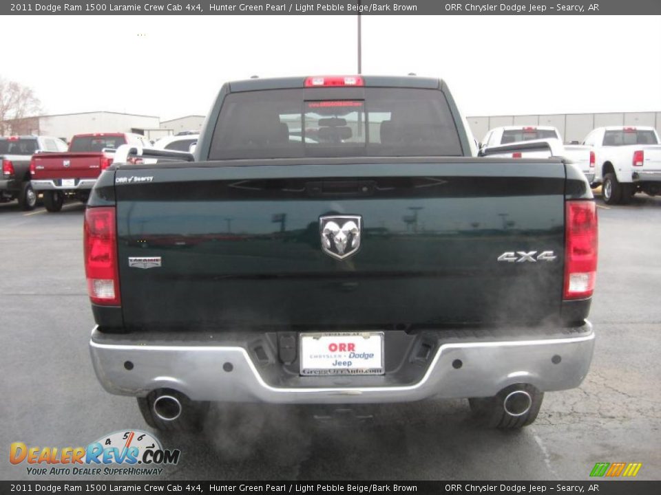 2011 Dodge Ram 1500 Laramie Crew Cab 4x4 Hunter Green Pearl / Light Pebble Beige/Bark Brown Photo #6