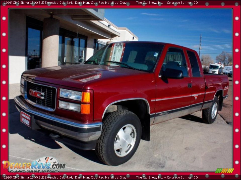 1996 GMC Sierra 1500 SLE Extended Cab 4x4 Dark Hunt Club Red Metallic / Gray Photo #1