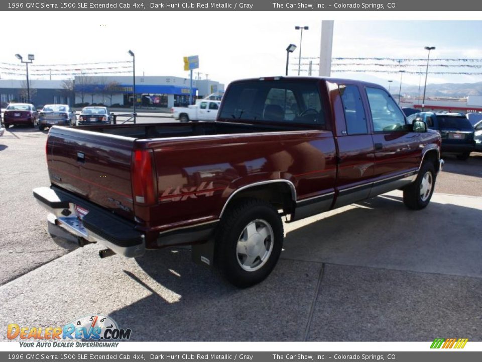 1996 GMC Sierra 1500 SLE Extended Cab 4x4 Dark Hunt Club Red Metallic / Gray Photo #3