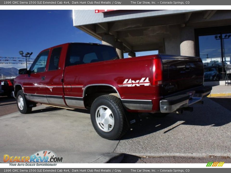 1996 GMC Sierra 1500 SLE Extended Cab 4x4 Dark Hunt Club Red Metallic / Gray Photo #4