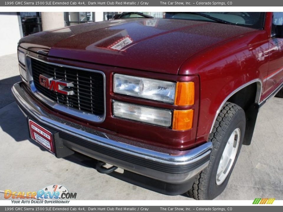 1996 GMC Sierra 1500 SLE Extended Cab 4x4 Dark Hunt Club Red Metallic / Gray Photo #13