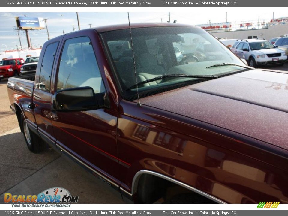 1996 GMC Sierra 1500 SLE Extended Cab 4x4 Dark Hunt Club Red Metallic / Gray Photo #14