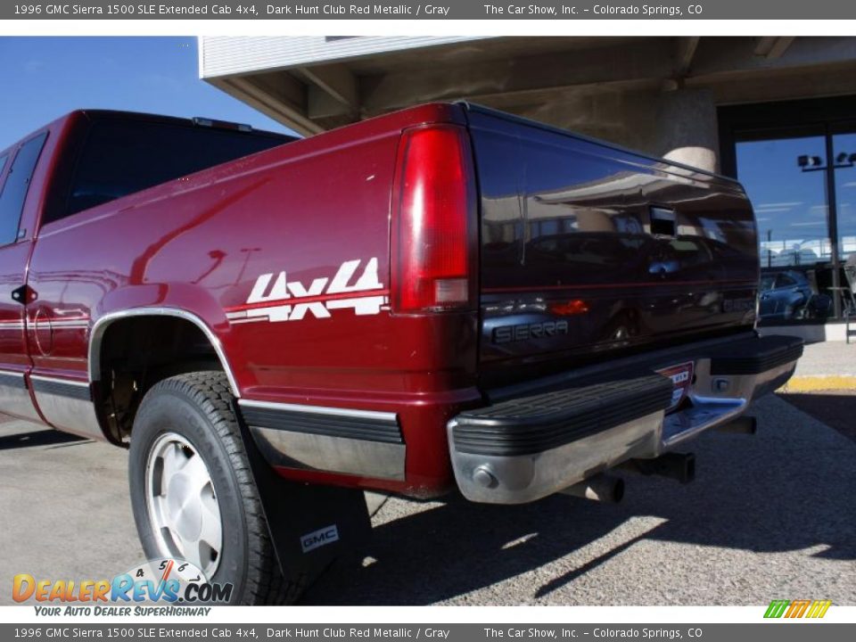 1996 GMC Sierra 1500 SLE Extended Cab 4x4 Dark Hunt Club Red Metallic / Gray Photo #16