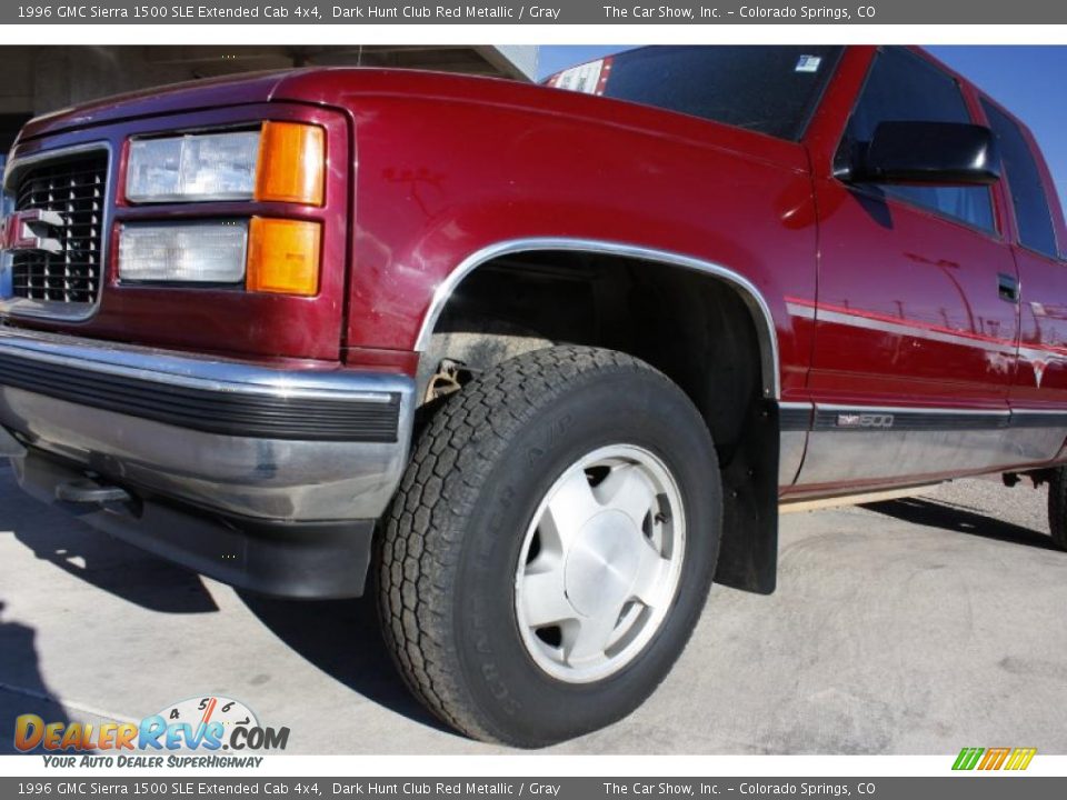 1996 GMC Sierra 1500 SLE Extended Cab 4x4 Dark Hunt Club Red Metallic / Gray Photo #18