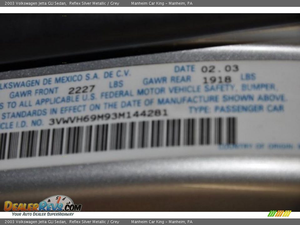 2003 Volkswagen Jetta GLI Sedan Reflex Silver Metallic / Grey Photo #9