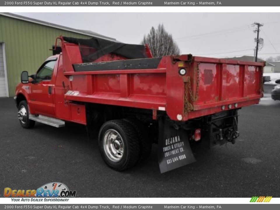 2000 Ford F550 Super Duty XL Regular Cab 4x4 Dump Truck Red / Medium Graphite Photo #3