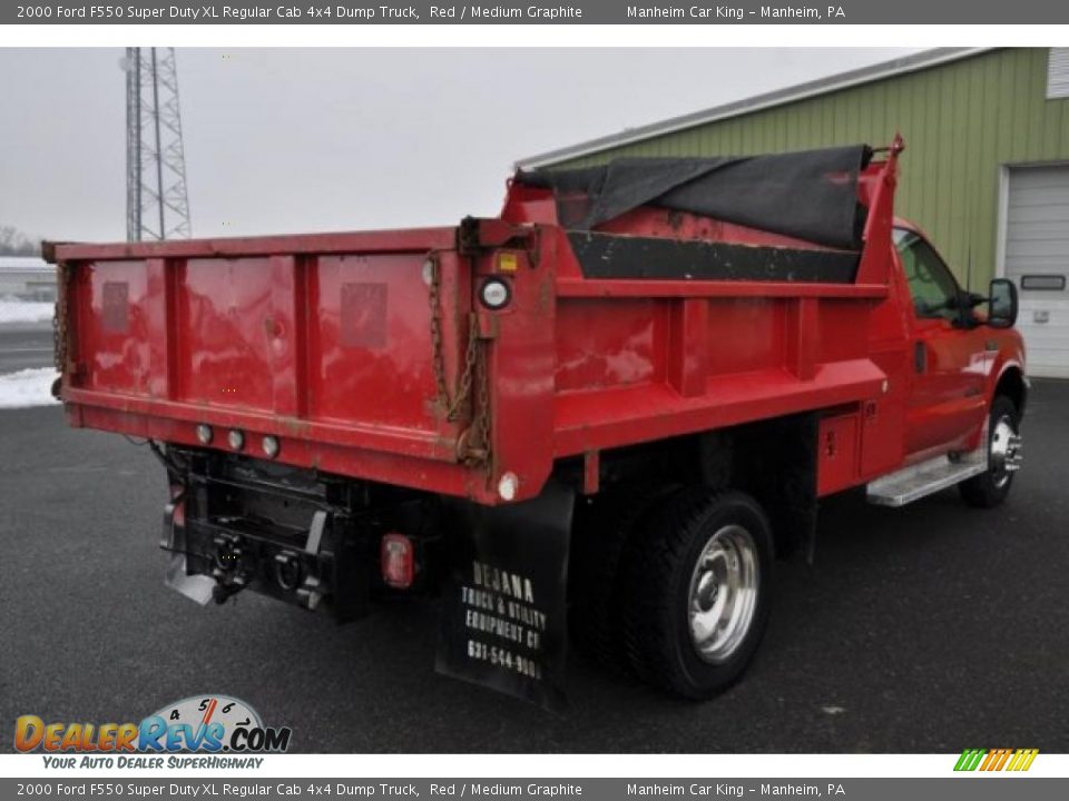 2000 Ford F550 Super Duty XL Regular Cab 4x4 Dump Truck Red / Medium Graphite Photo #4