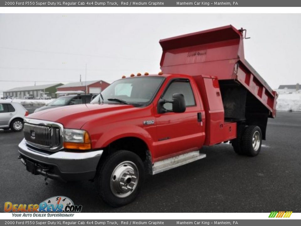 2000 Ford F550 Super Duty XL Regular Cab 4x4 Dump Truck Red / Medium Graphite Photo #5