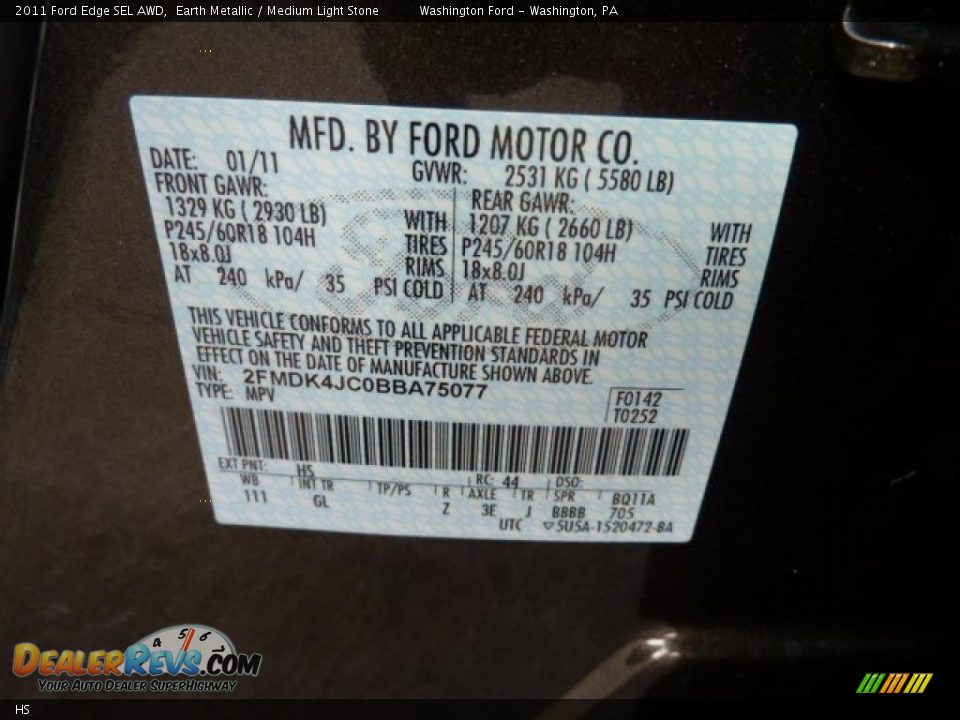 Ford Color Code HS Earth Metallic