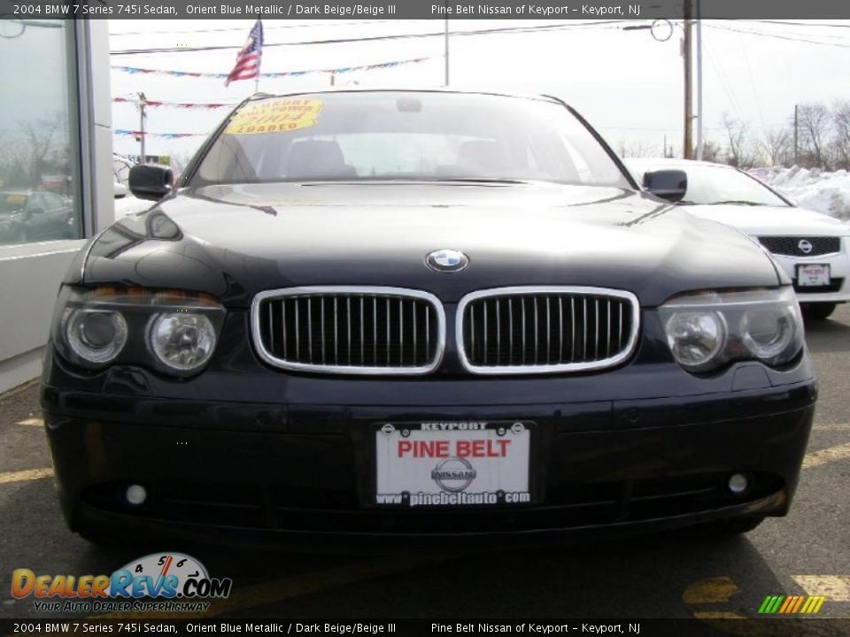 2004 BMW 7 Series 745i Sedan Orient Blue Metallic / Dark Beige/Beige III Photo #2