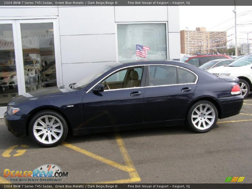 2004 BMW 7 Series 745i Sedan Orient Blue Metallic / Dark Beige/Beige III Photo #4