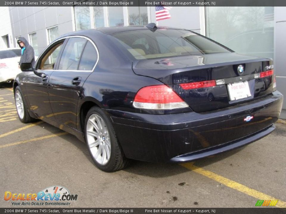 2004 BMW 7 Series 745i Sedan Orient Blue Metallic / Dark Beige/Beige III Photo #5