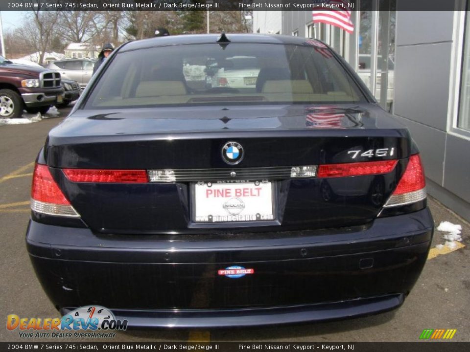 2004 BMW 7 Series 745i Sedan Orient Blue Metallic / Dark Beige/Beige III Photo #6
