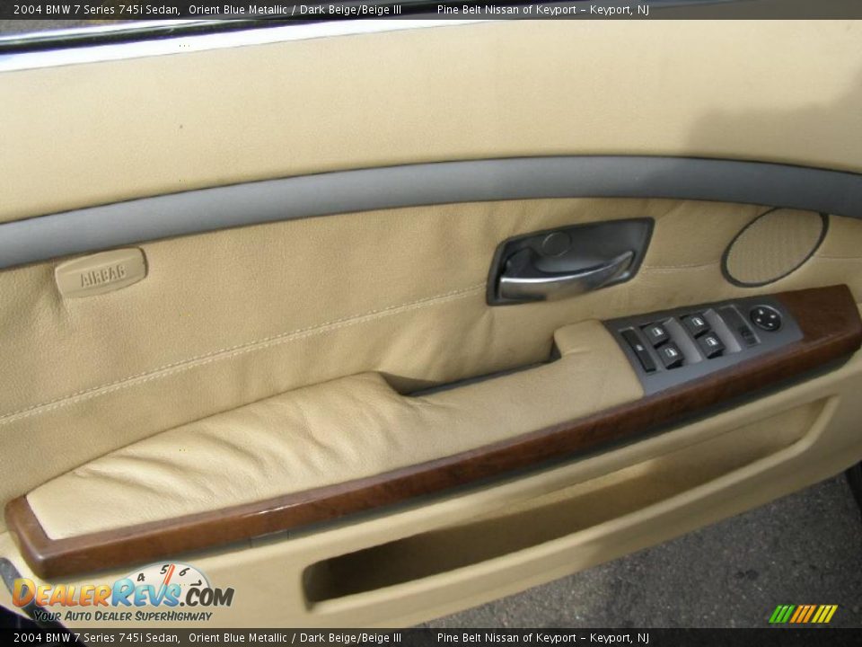 2004 BMW 7 Series 745i Sedan Orient Blue Metallic / Dark Beige/Beige III Photo #11