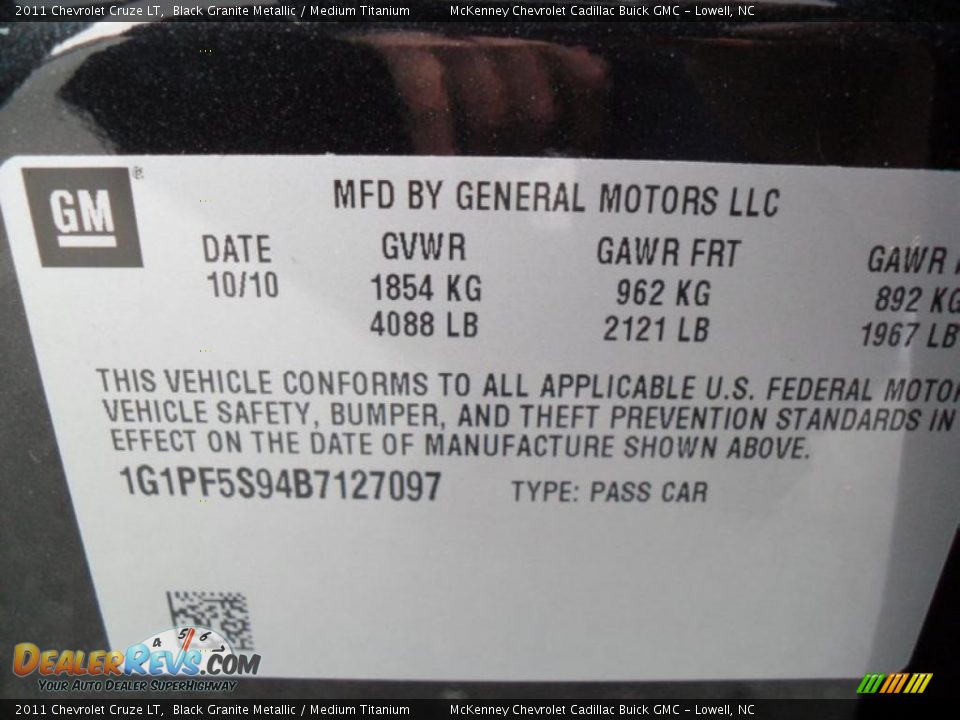 2011 Chevrolet Cruze LT Black Granite Metallic / Medium Titanium Photo #6