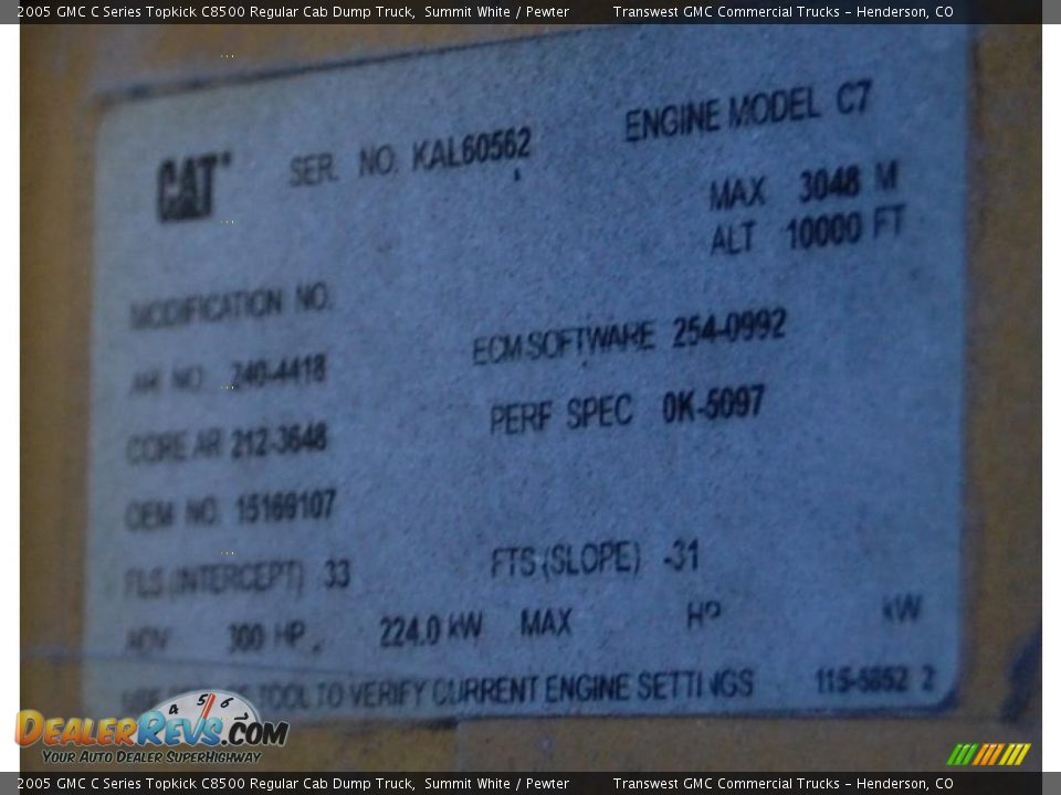 2005 GMC C Series Topkick C8500 Regular Cab Dump Truck Summit White / Pewter Photo #17