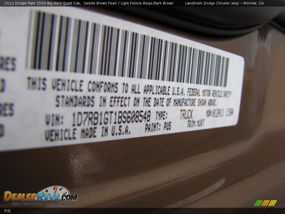 Dodge Color Code PUS Saddle Brown Pearl