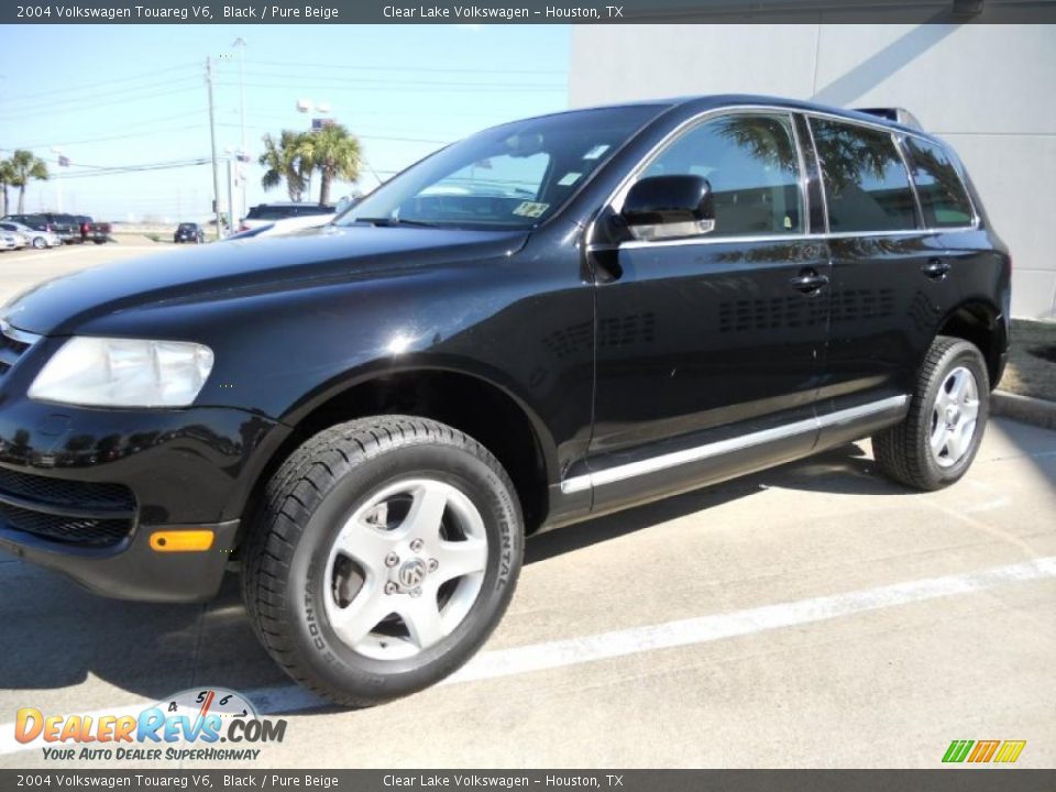 2004 Volkswagen Touareg V6 Black / Pure Beige Photo #3