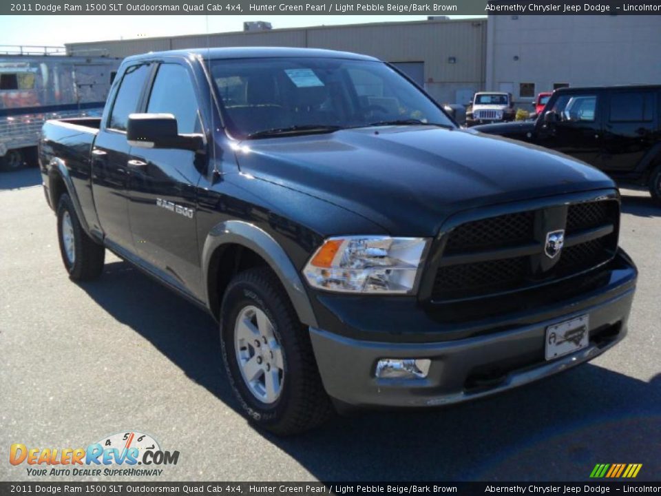 2011 Dodge Ram 1500 SLT Outdoorsman Quad Cab 4x4 Hunter Green Pearl / Light Pebble Beige/Bark Brown Photo #5