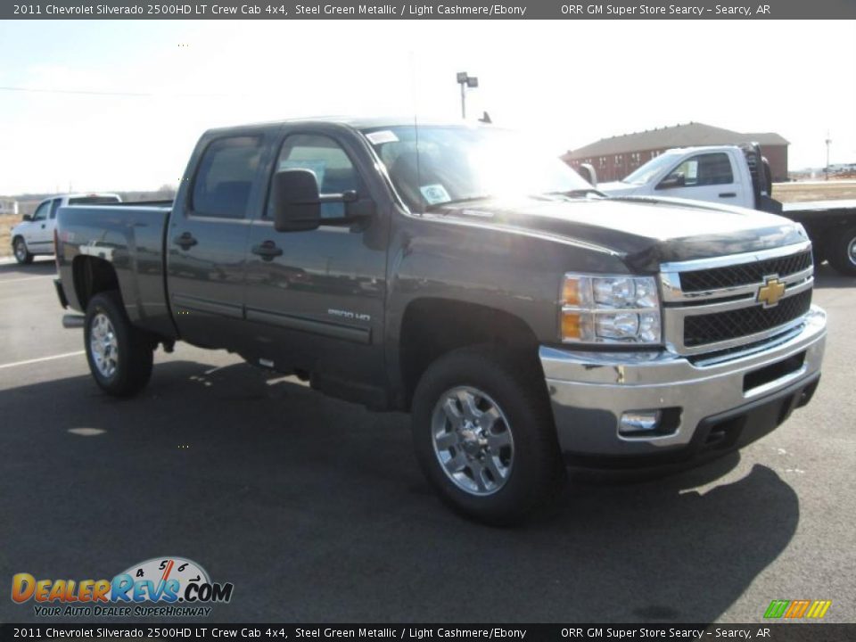 2011 Chevrolet Silverado 2500HD LT Crew Cab 4x4 Steel Green Metallic / Light Cashmere/Ebony Photo #3