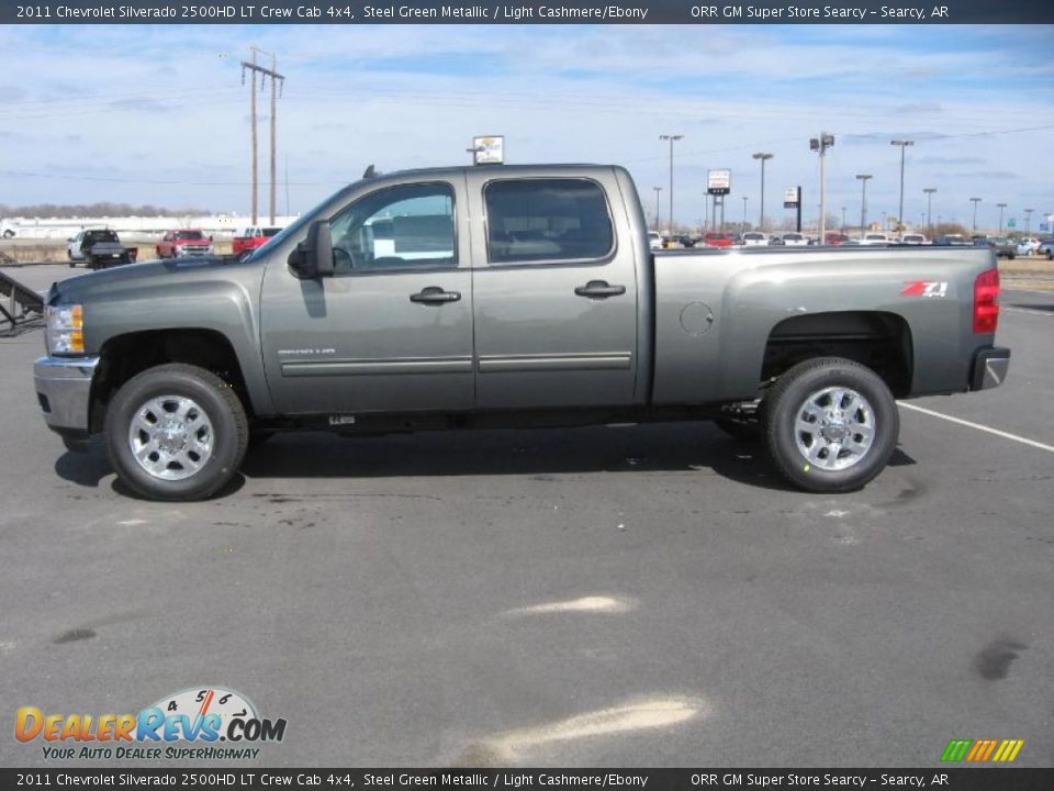 2011 Chevrolet Silverado 2500HD LT Crew Cab 4x4 Steel Green Metallic / Light Cashmere/Ebony Photo #8