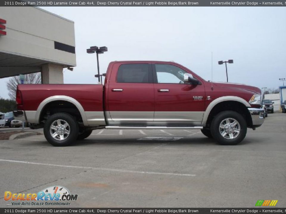 2011 Dodge Ram 2500 HD Laramie Crew Cab 4x4 Deep Cherry Crystal Pearl / Light Pebble Beige/Bark Brown Photo #2