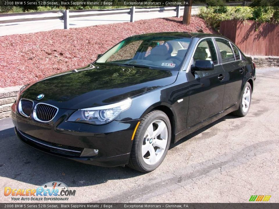 2008 BMW 5 Series 528i Sedan Black Sapphire Metallic / Beige Photo #1