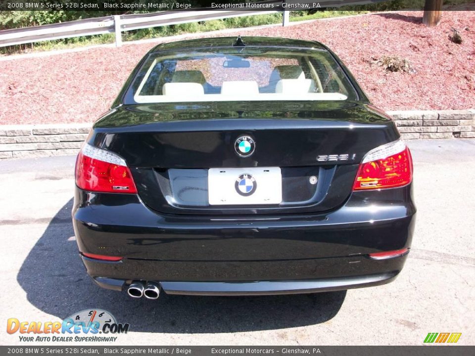 2008 BMW 5 Series 528i Sedan Black Sapphire Metallic / Beige Photo #4