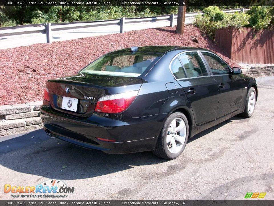 2008 BMW 5 Series 528i Sedan Black Sapphire Metallic / Beige Photo #5