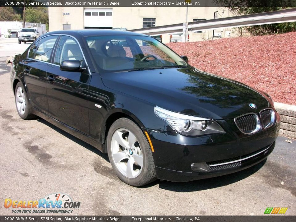 2008 BMW 5 Series 528i Sedan Black Sapphire Metallic / Beige Photo #7