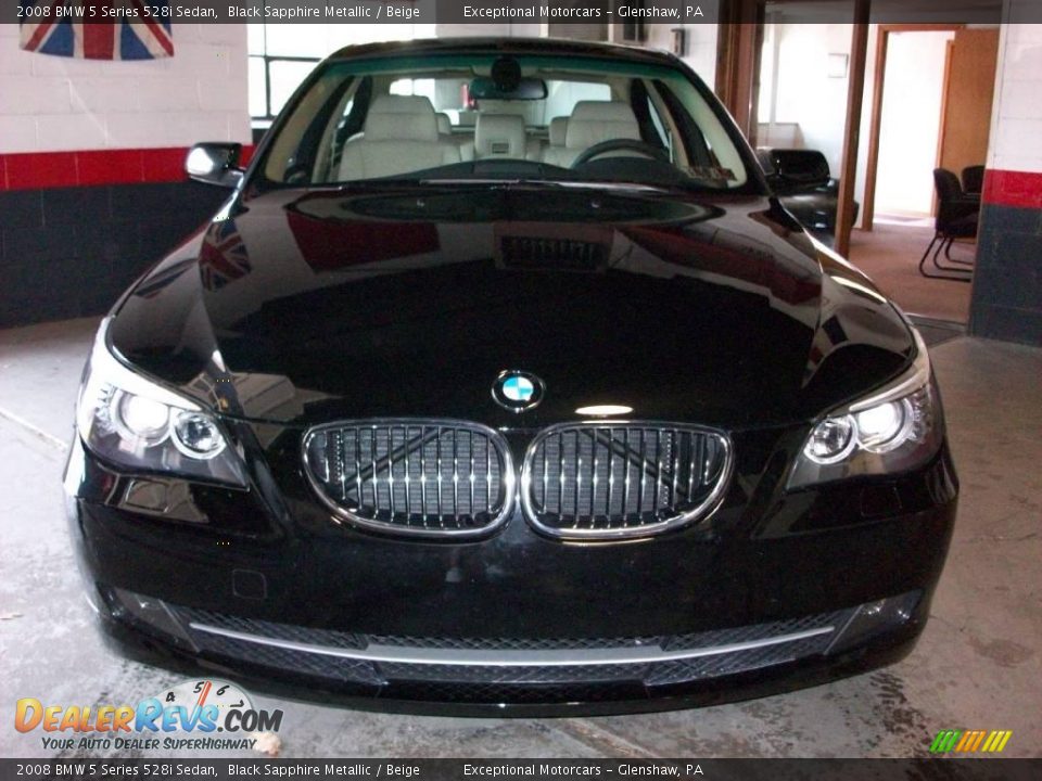 2008 BMW 5 Series 528i Sedan Black Sapphire Metallic / Beige Photo #8