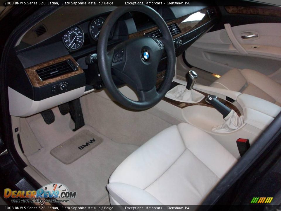 2008 BMW 5 Series 528i Sedan Black Sapphire Metallic / Beige Photo #10
