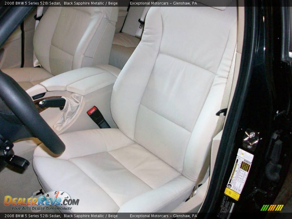2008 BMW 5 Series 528i Sedan Black Sapphire Metallic / Beige Photo #11