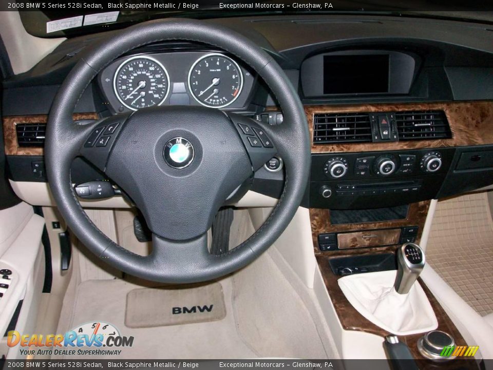 2008 BMW 5 Series 528i Sedan Black Sapphire Metallic / Beige Photo #15