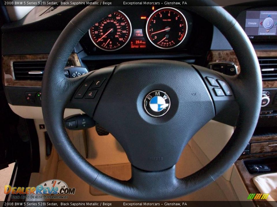 2008 BMW 5 Series 528i Sedan Black Sapphire Metallic / Beige Photo #16