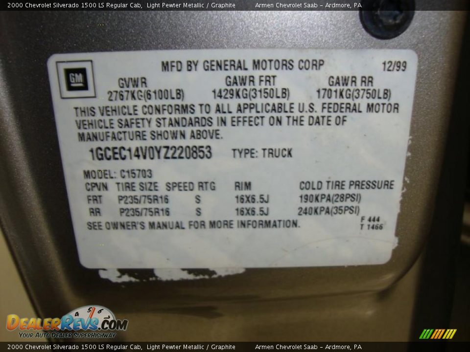 2000 Chevrolet Silverado 1500 LS Regular Cab Light Pewter Metallic / Graphite Photo #25