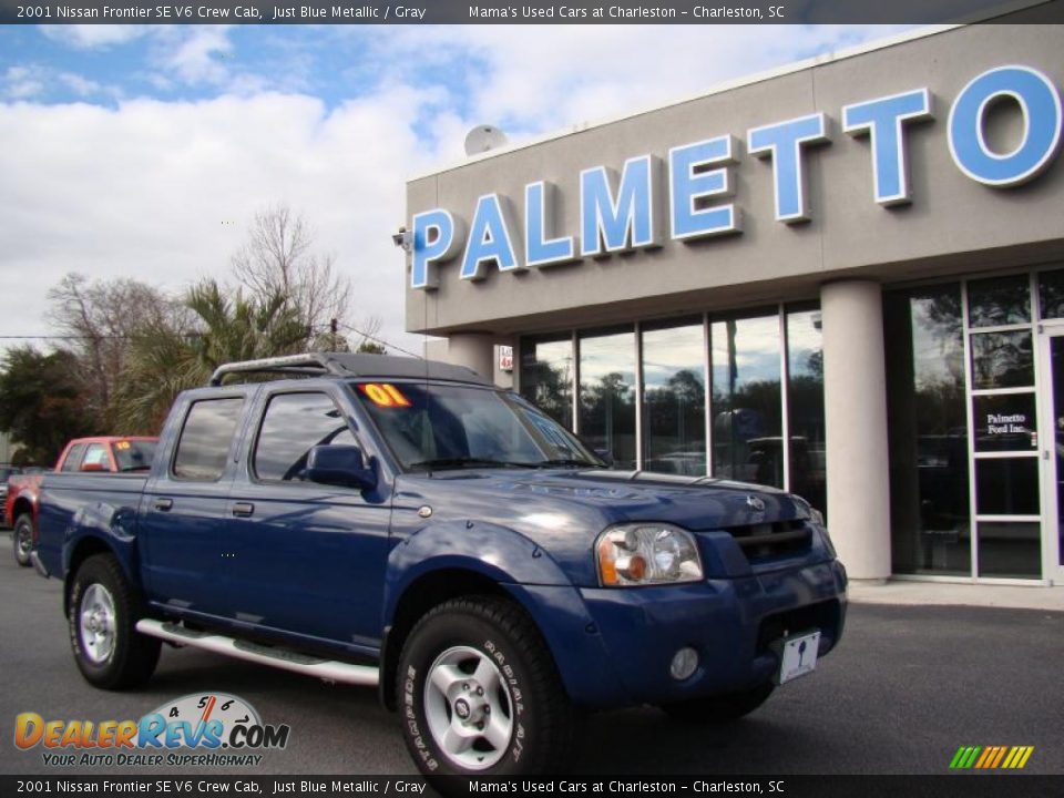 2001 Nissan Frontier SE V6 Crew Cab Just Blue Metallic / Gray Photo #2